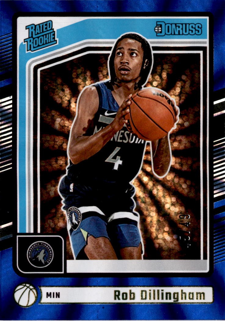 2024-25 Donruss #204 Rob Dillingham Holo Blue Laser #/49 Minnesota Timberwolves