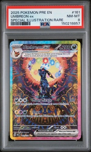 2025 POKEMON PRISMATIC EVOLUTIONS SPECIAL ILLUSTRATION RARE UMBREON EX PSA 8