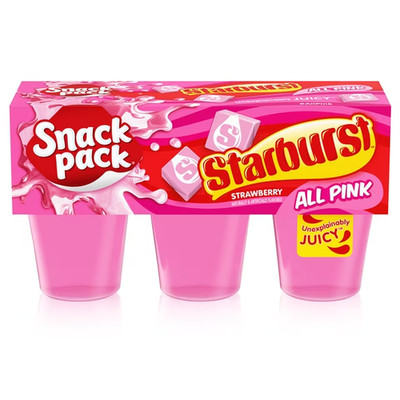 Snack Pack Pink STARBURST Flavored Juicy Gels Cups, 3.25 oz 6 Count