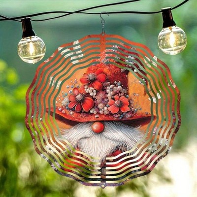 HelloYoung Gnome Wind Spinner Red Hat Metal Garden Decor Outdoor Yard Ornament
