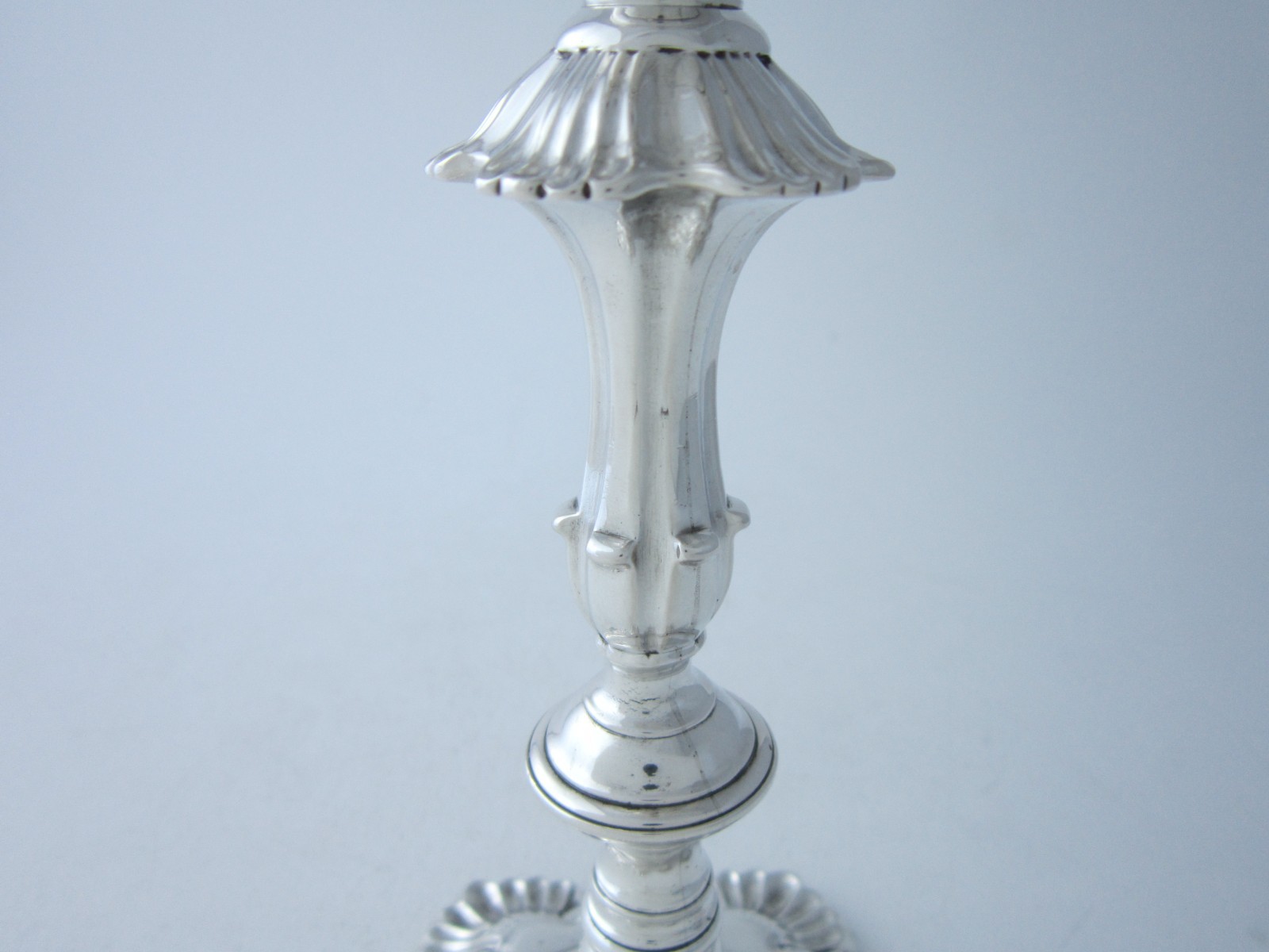 Antique George III Sterling Silver Cast Candlesticks - 1760 by Ebenezer Coker