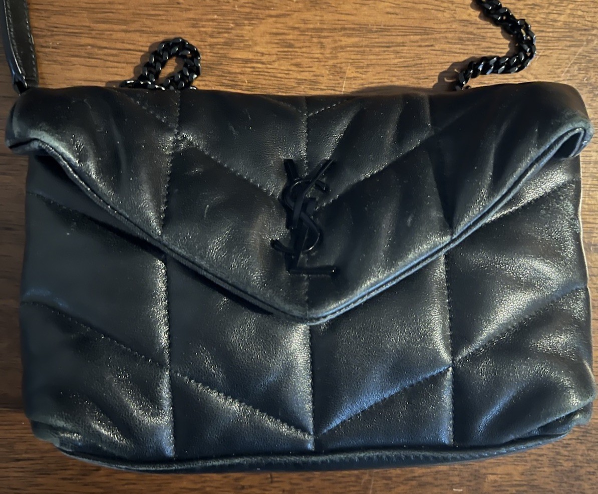 Borsa a tracolla giocattolo Saint Laurent LouLou Puffer in pelle trapuntata nera