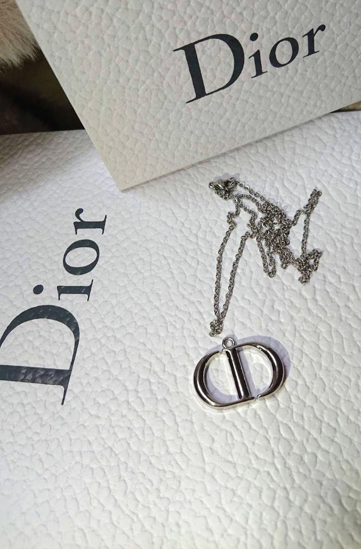 Collana Christian Dior Argento Logo CD Catena 60 cm Gioielli Usati