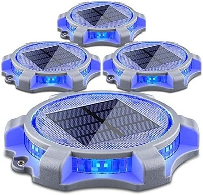 Solar Deck Lights Outdoor 2 Modes LED Driveway Markers Dock Light Solar Powered