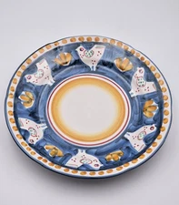 Ceramica Solimene Vietri Italy Plates Hand Painted Rooster Chicken Blue Set of 4