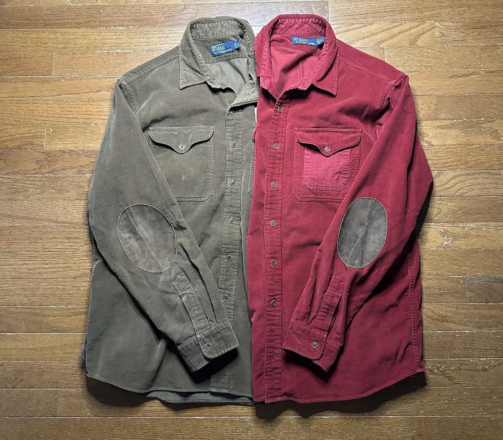 Vintage Polo Ralph Lauren Mens Corduroy Button Up Suede Elbow Patches XL Brown