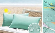 12x20 Set of 2 Outdoor Waterproof Lumbar Pillowcase 20" x 12" Pack of 2 Teal