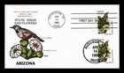 DR JIM STAMPS US COVER ARIZONA STATE BIRD FLOWER FDC COLLINS HAND PAINTED