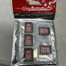 Gigastone 32GB SD Card 5-Pack, Memory Card for Cameras Full HD Video SDHC U1 C10