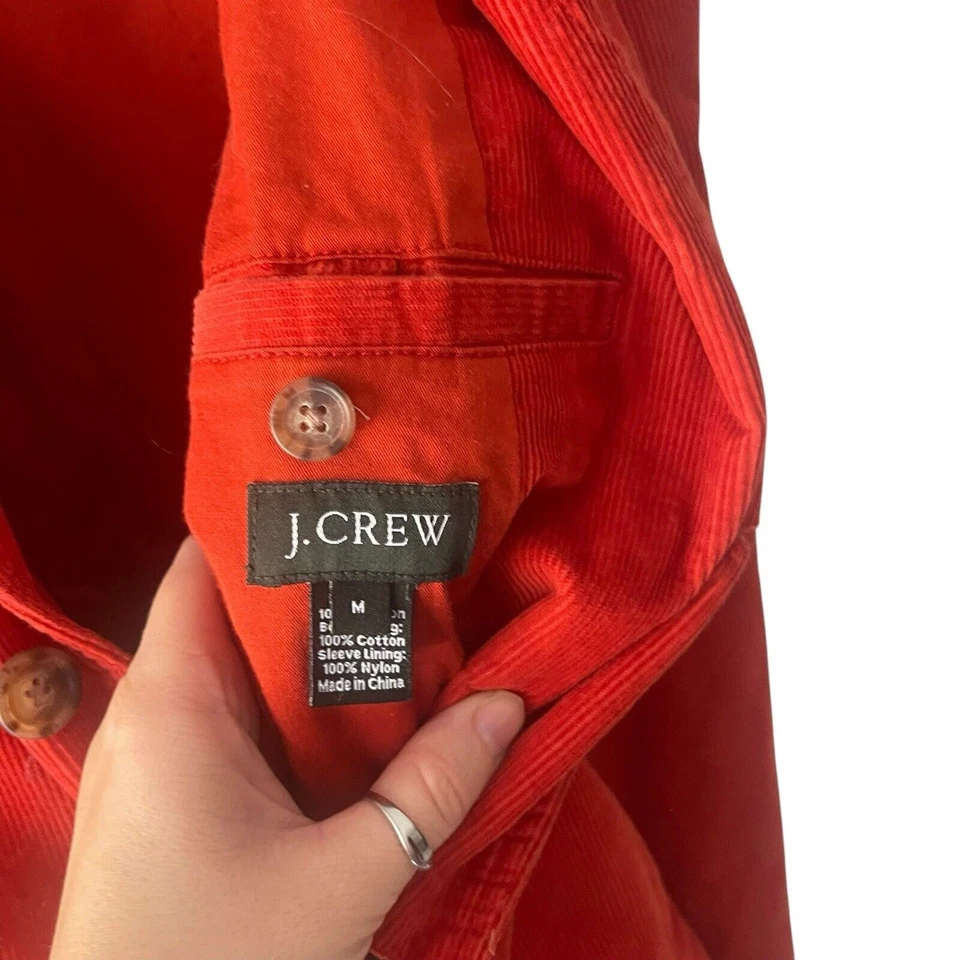 J. Chaqueta Blazer Crew Para Hombre Talla Mediana Naranja Quemado Pana Abotonada Carrera Foto 4 de 4