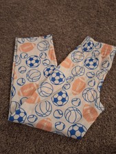 Boys Cat And Jack Pajama Pants Size M 8-10 White Blue Orange Sports Theme