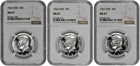 1965 - 1967 SMS 50c Kennedy Half Dollar NGC Graded MS 67 Three Coin Lot