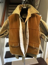 Vintage Brushed Shearling Westwind Sportswear Vest Sherpa Rancher Men XL Rust 