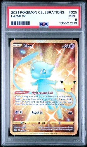 PSA 9 Mew 025/025 Celebrations Holo Secret Rare Gold Full Art English POKEMON