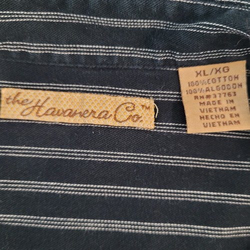 The Havanera Co Black Striped 100% Cotton Lightweight Button Up Shirt Size XL - Picture 3 of 10