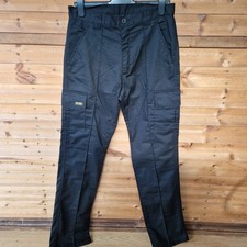 SITE KING Mens Black Cargo Combat Work Trousers W32 L34 Extra Tall