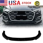 Gloss Black For 18-2025 Audi A6 C8 Sline Front Bumper Spoiler Splitter Lip Kit