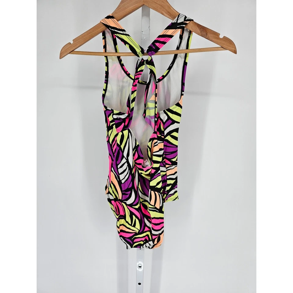 Vintage Y2K Joe Boxer Girls Sz XL (14-16) One Piece Neon Rainbow Swimsuit - Image 2 of 3