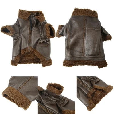 Veste En Cuir Pour Chien Veste D'hiver En Cuir Pour Animaux De Compagnie Pour - Photo 1/4