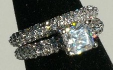 2ctw Princess Cut CZ Engagement Wedding Ring set 18k Gold Plated size 6