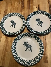 Set of 3 Folk Craft MOOSE COUNTRY By Tienshan Salad Plates