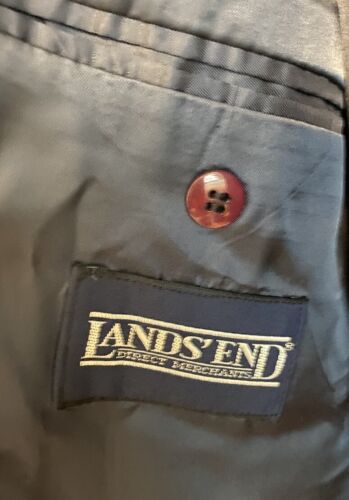 Tuta cappotto sportivo Lands End blazer uomo 43 L blu nero spina di pesce 100% lana - Foto 5 di 9