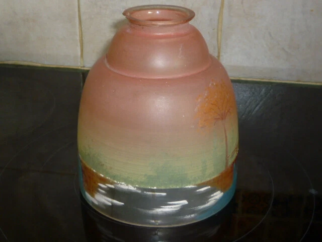 ANCIEN GLOBE DE LAMPE  VERRE STYLE PATE DE VERRE 1900 ART DECO - Photo 2/4