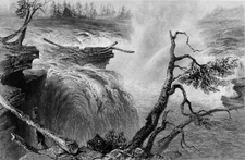 CANADA - THE CHAUDIÈRE RIVER near OTTAWA - Engraving from 19th century