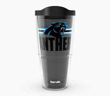 CAROLINA PANTHERS, 24oz DOUBLE WALL, TUMBLER FROM TERVIS WITH LID INCLUDED