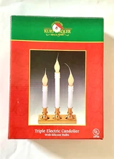 KURT ADLER Vtg Triple Electric Candolier Santa’s World NEW in Box Bulbs Missing