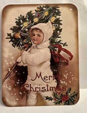 Christmas Decor Holiday VINTAGE STYLE Die Cut Cardboard 4.5 X 6