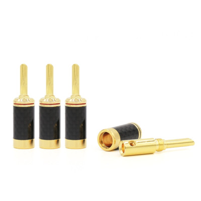 4pc Carbon Fiber Body Gold Plated BFA-Z Banana Plug HIFI Speaker Cable Connector