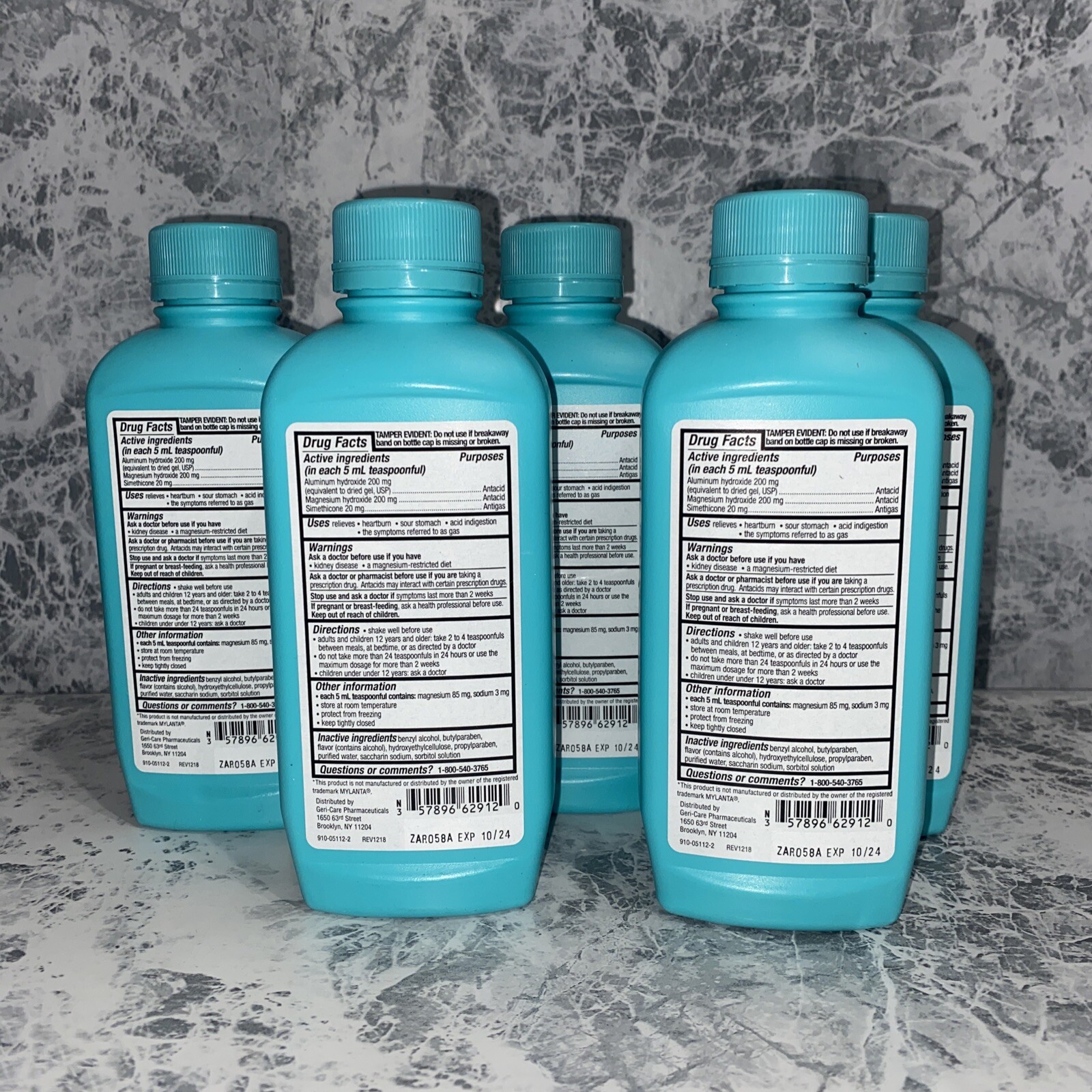 Lot of 5Gericare GeriLanta Antacid & Antigas Liquid Regular Strength