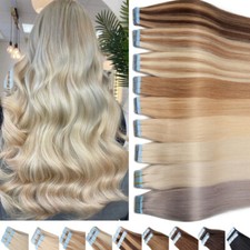 CLEARANCE Tape In 100 Real Remy Human Hair Extensions Skin Weft Full Head 100G