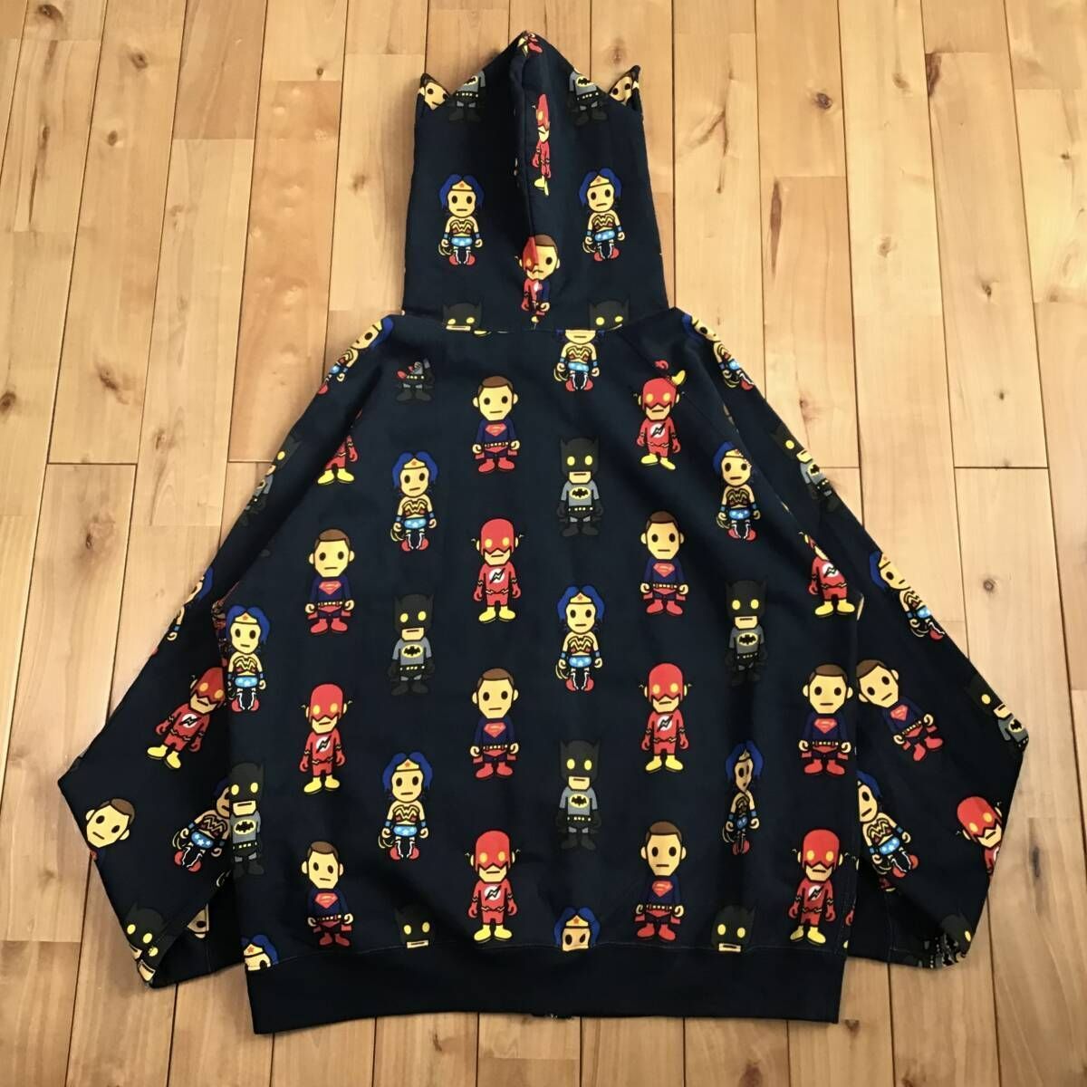 ★最終値下げ★激レア★　BAPE　 DCコミック総柄 パーカー BAPE × DC Comics Full Zip Hoodie a bathing ape NIGO Navy L