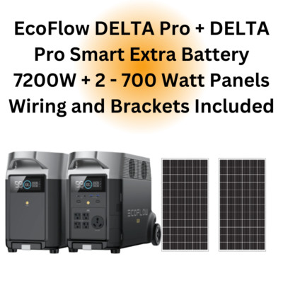 EcoFlow DELTA Pro + DELTA Pro Smart Extra Battery 7200W + 2 X 700 Watt Panels