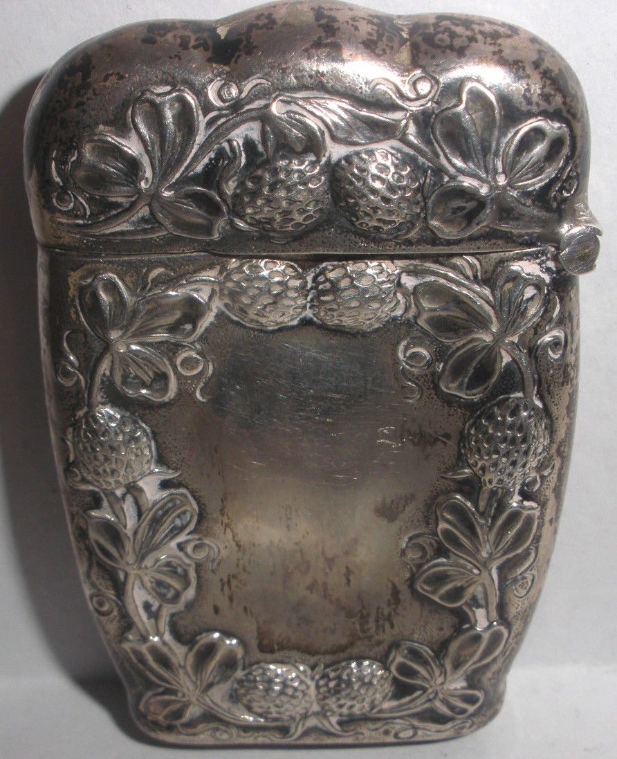 Antique Art Nouveau Sterling Silver Match Safe Case Vesta Repousse ...