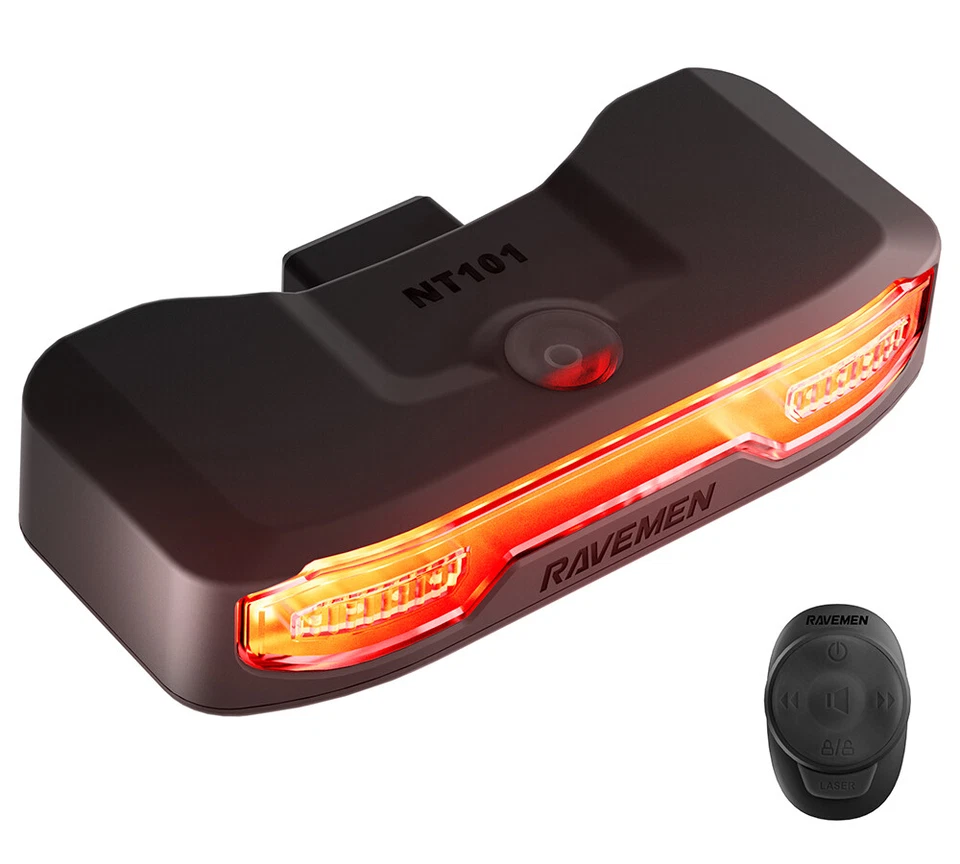 RAVEMEN Bike Rear Light Led Bicycle Turn Signal Wireless Remote NT101 Anti-thief - Image 2 of 4