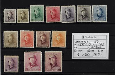 Belgien 1919 Bildnisse von König Albert I. ''mit Helm'' Unif 165/178