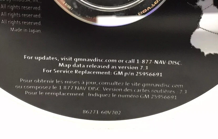 NAVIGATION SYSTEM MAP DVD USA/CANADA P/N 25956691 VERSION 7.3 "D030" - Image 4 of 4