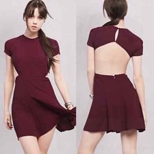 Reformation Amelia Backless Mini Dress in Burgundy