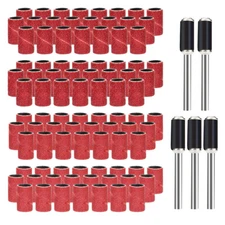 97Pcs Sanding Drums Sleeves Kit 60 120 240 360 Grit 1/8" Mandrel For Rotary Tool