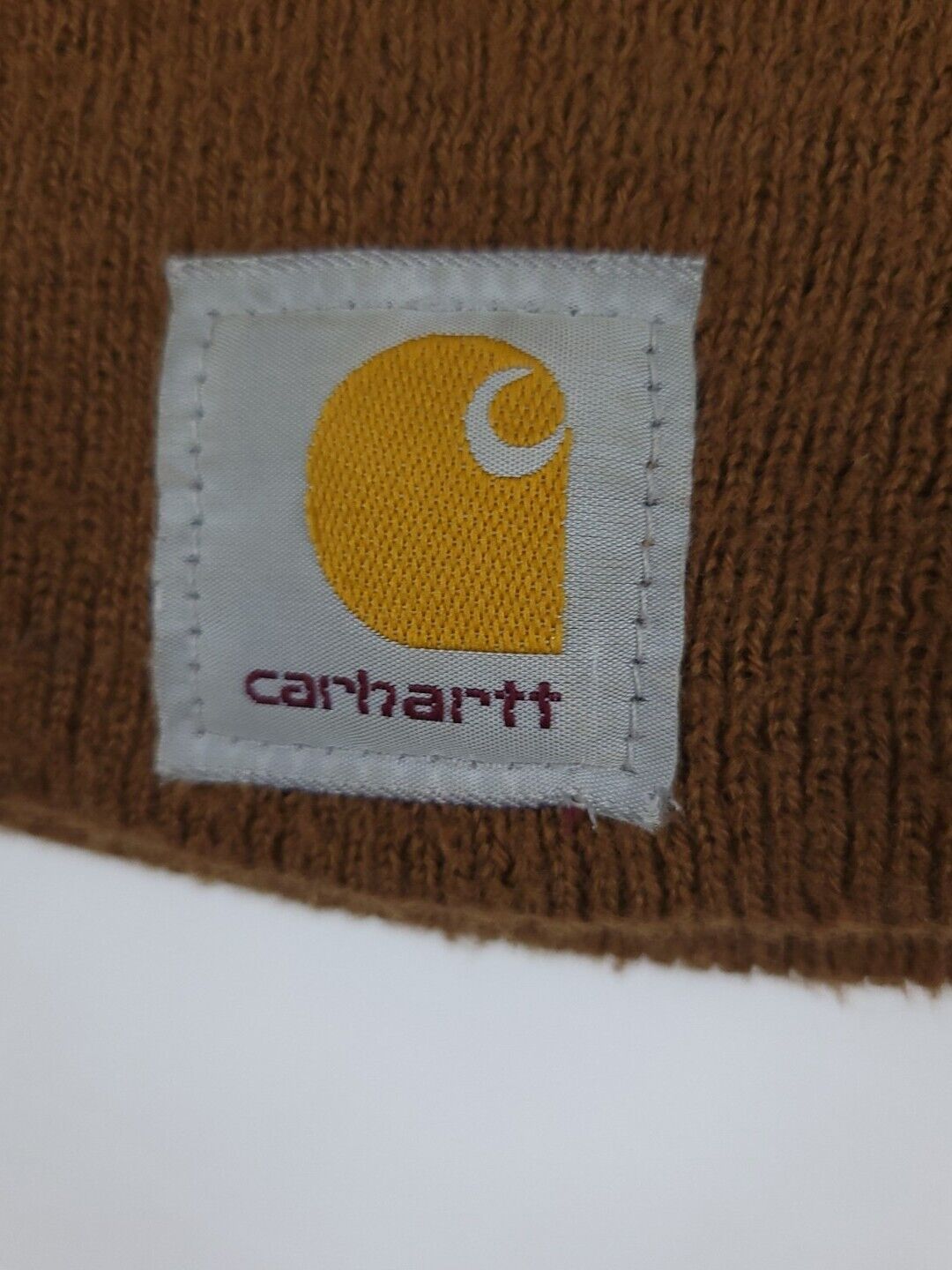 Vintage Y2k Carhartt Brown Knit Beanie Hat Logo P… - image 3