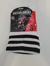 Franklin Soccer Socks White w/ Black Stripes Small Youth Size 10-1 NWT