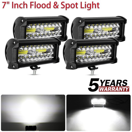 4x 7Inch LED Work Light Bar Spot Flood Pods Offroad Driving ATV 4WD Truck 20000W - Afbeelding 1 van 11