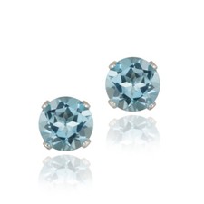 2.1ct Schweizer Blau Topas .925 Silber Ohrstecker 6mm