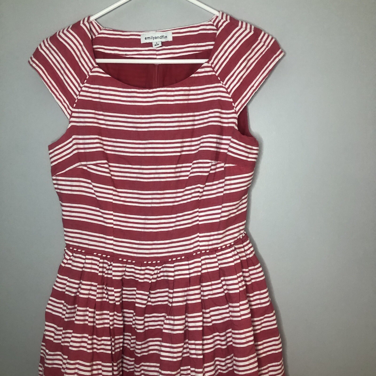 Emily And Fin Sleeveless Stripe fit flare Dress Small preppy rockabilly Flaw