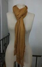 INC International Concepts Gold Amber Fringe Rayon Scarf Wrap Pashmina FLAW