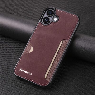 For iPhone 16e 15 14 13 12 11 Pro Max XS Plus Case Card Holder Leather TPU Cover