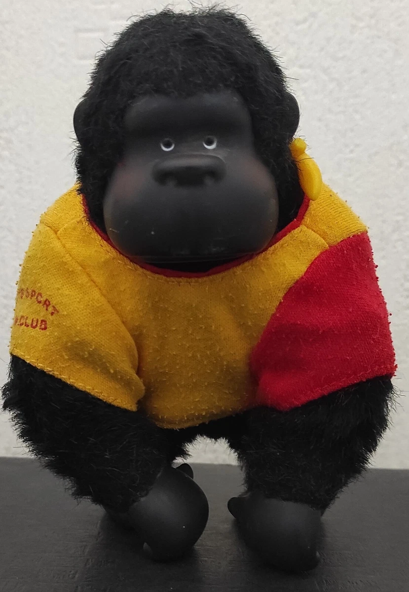 Jouet singe ancien articulé en peluche, jouet singe